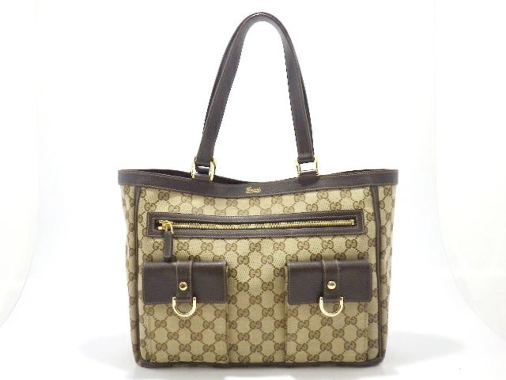 Gucci Tote Bag GG Canvas Calf Brown
